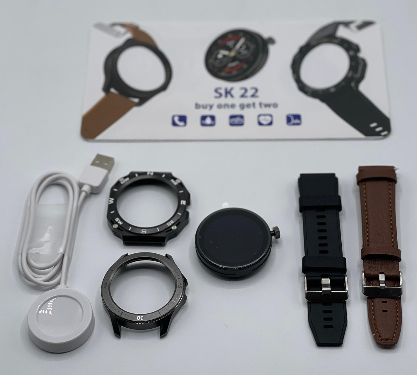 SK 22 Smartwatch With 2 Watch Body And 2 Stripes AMOLED Display