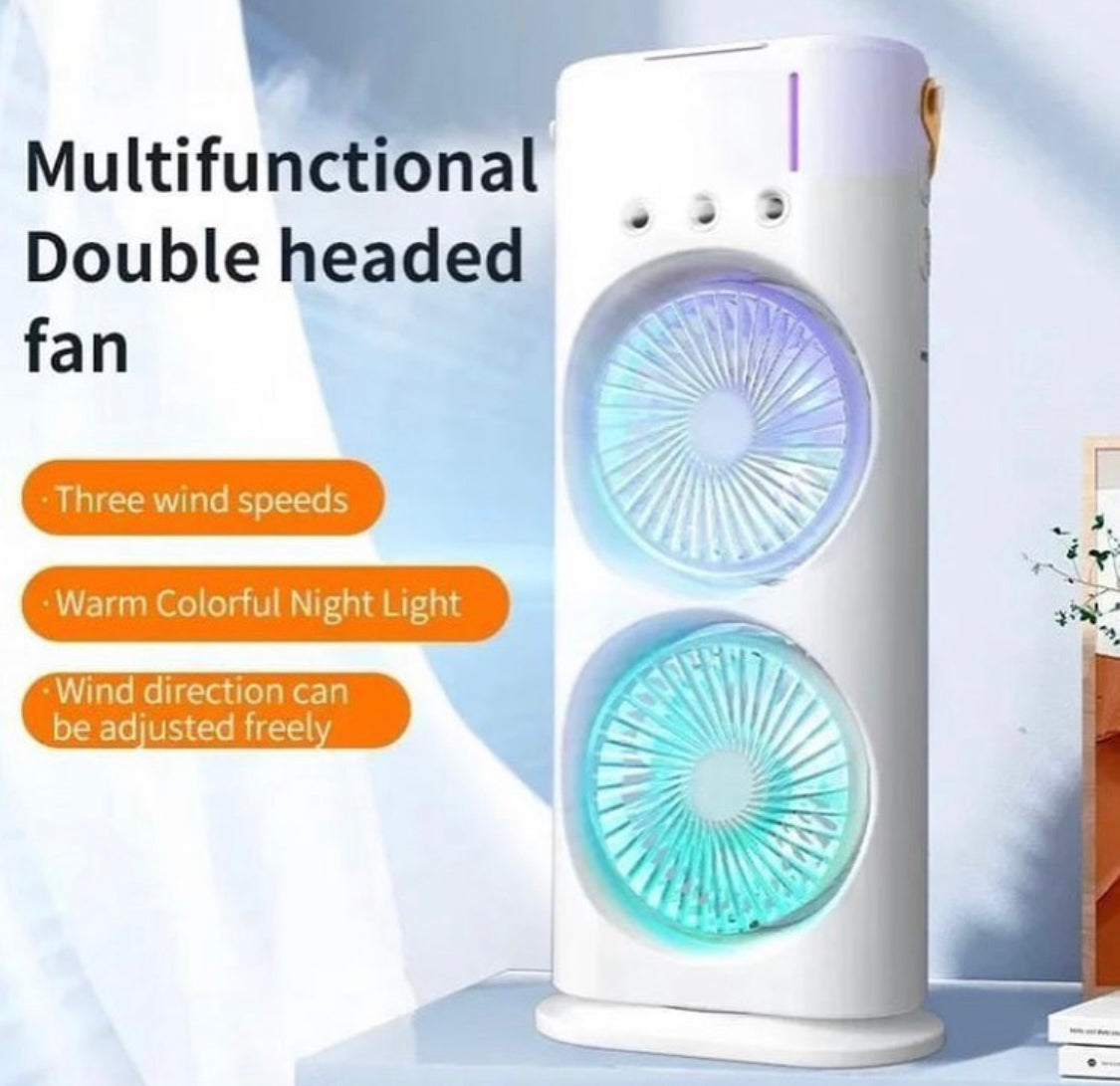 Rechargeable Automatic Rotating Dual Double Spray Mist Fan