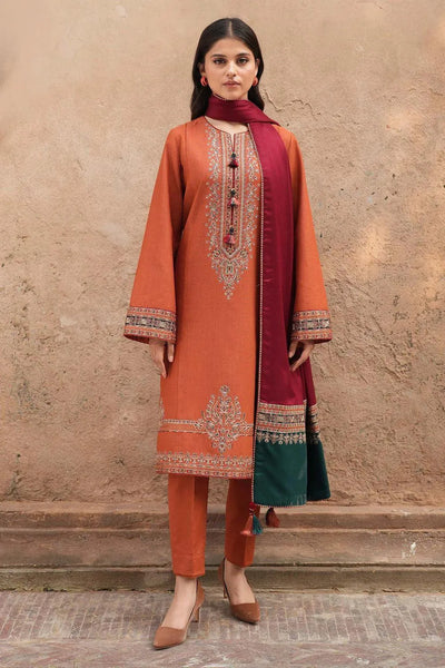 3 Pcs Women's Unstitched Embroidered Suit