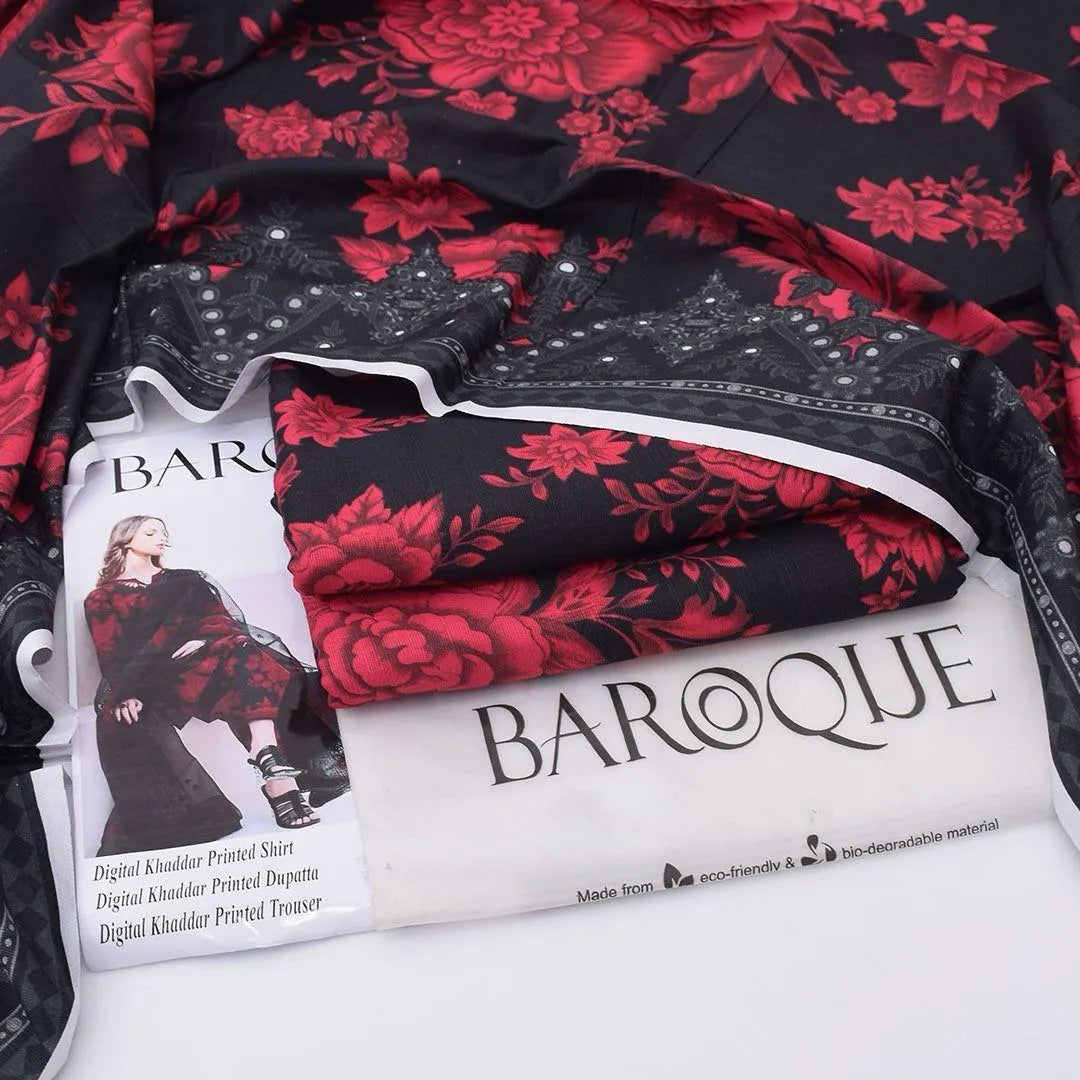 3 Pcs Women's Unstitched Digital Print Suit