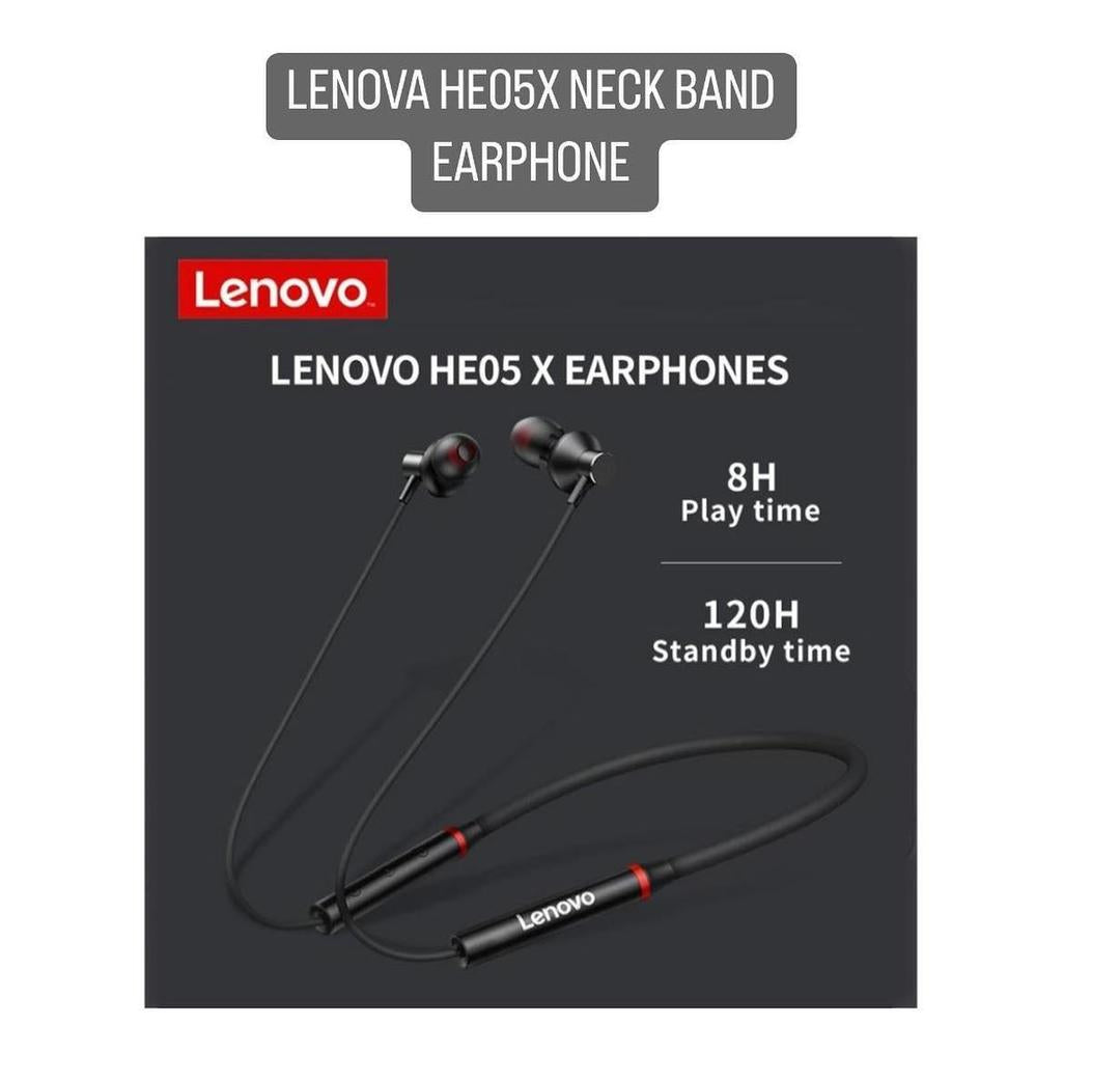 Lenovo HE05x Bluetooth 5.0 Magnetic Neckband Earphones, Mic, 12Hrs