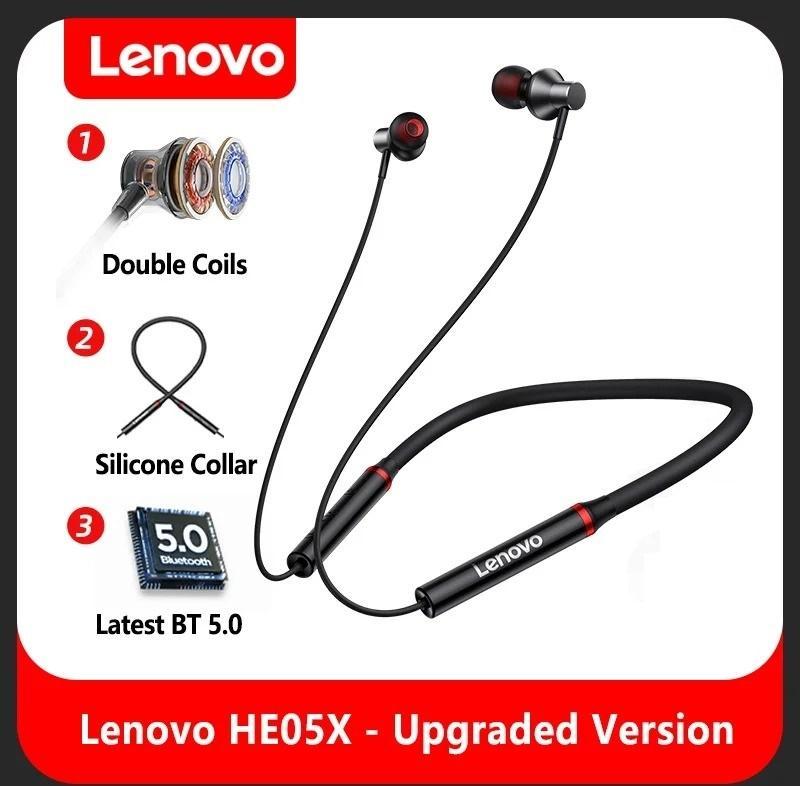 Lenovo HE05x Bluetooth 5.0 Magnetic Neckband Earphones, Mic, 12Hrs