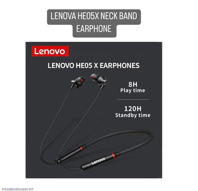 Lenovo HE05x Bluetooth 5.0 Magnetic Neckband Earphones, Mic, 12Hrs