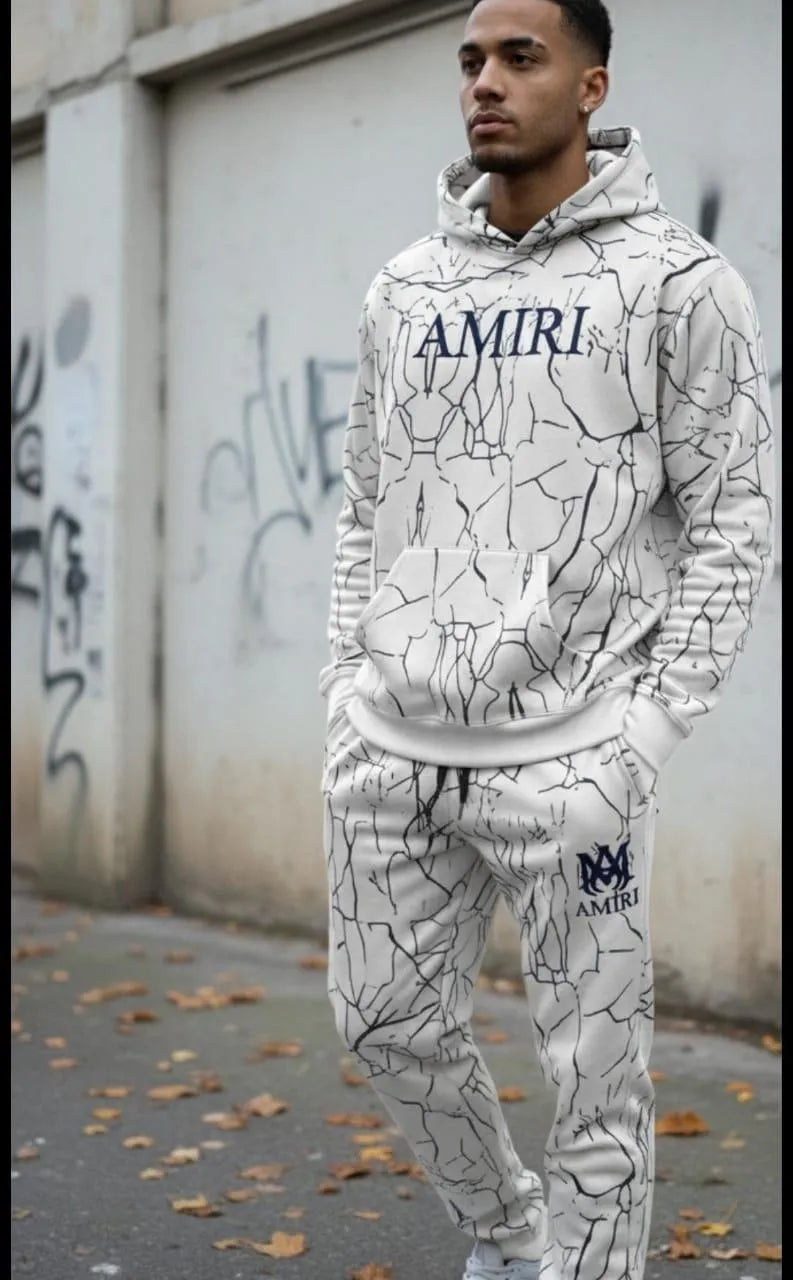 Amiri Fleece Graphic Sublimation Hoodie Track Suit