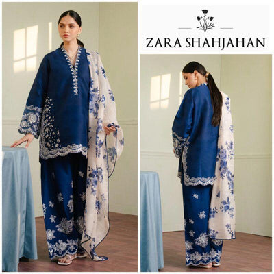 3 Pcs Women's Unstitched Embroidered Suit