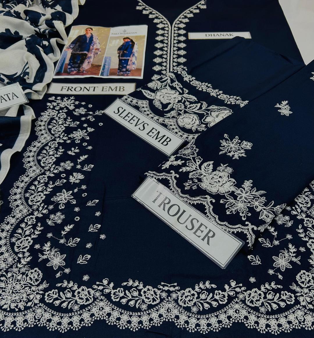 3 Pcs Women's Unstitched Embroidered Suit