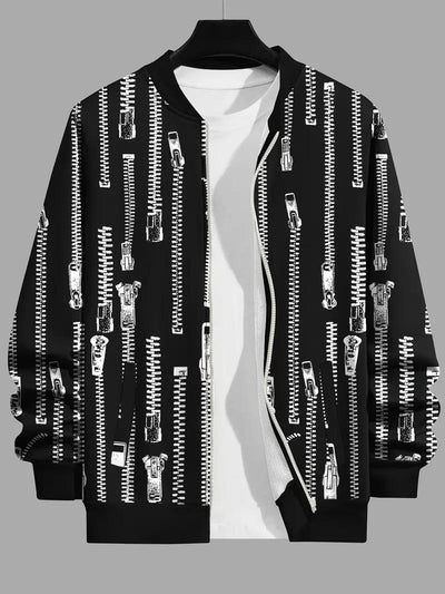 Men's Printed Polyester Jacket - 1 Pc Stylish Outerwear